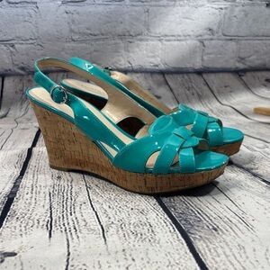 Franco Sarto Aqua Patent Wedge Sandals